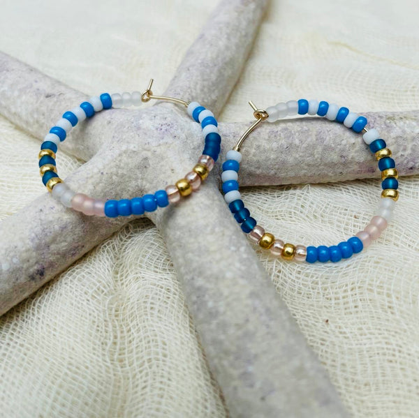 Azure and Lapis Blue Hoop Earrings