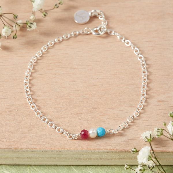Personalised Birthstone 'Matilda' Bracelet (3 Stone)