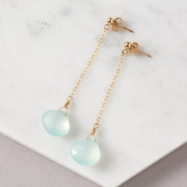 Aqua Blue Chalcedony Earrings