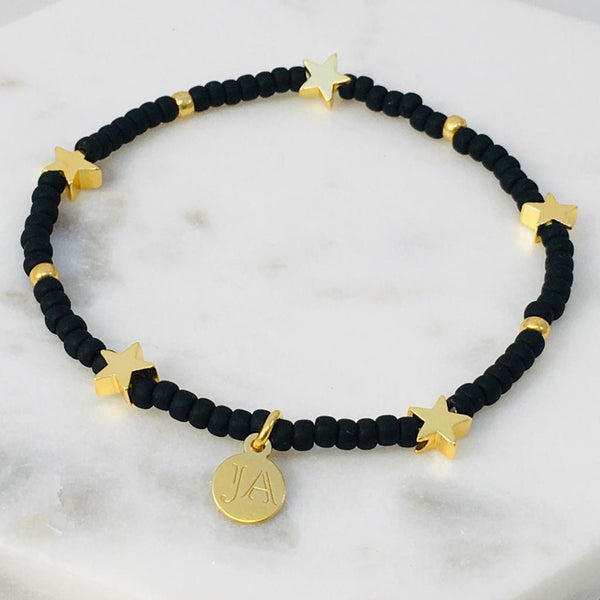 Matte Black and Gold Star Bracelet