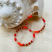 Deep Red and Tangerine Orange Hoop Earrings