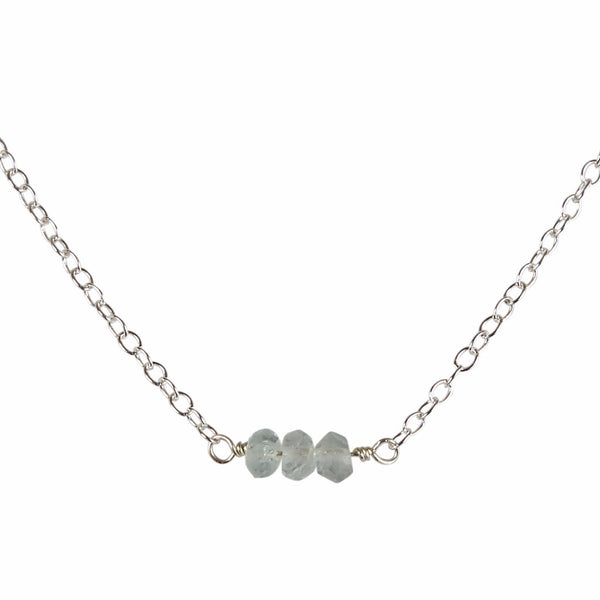 Aquamarine Bead Bar Necklace | Joy & Wealth