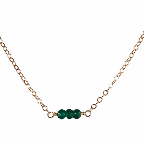 Emerald Green Onyx Bead Bar Necklace | Inspiration, Patience & Love