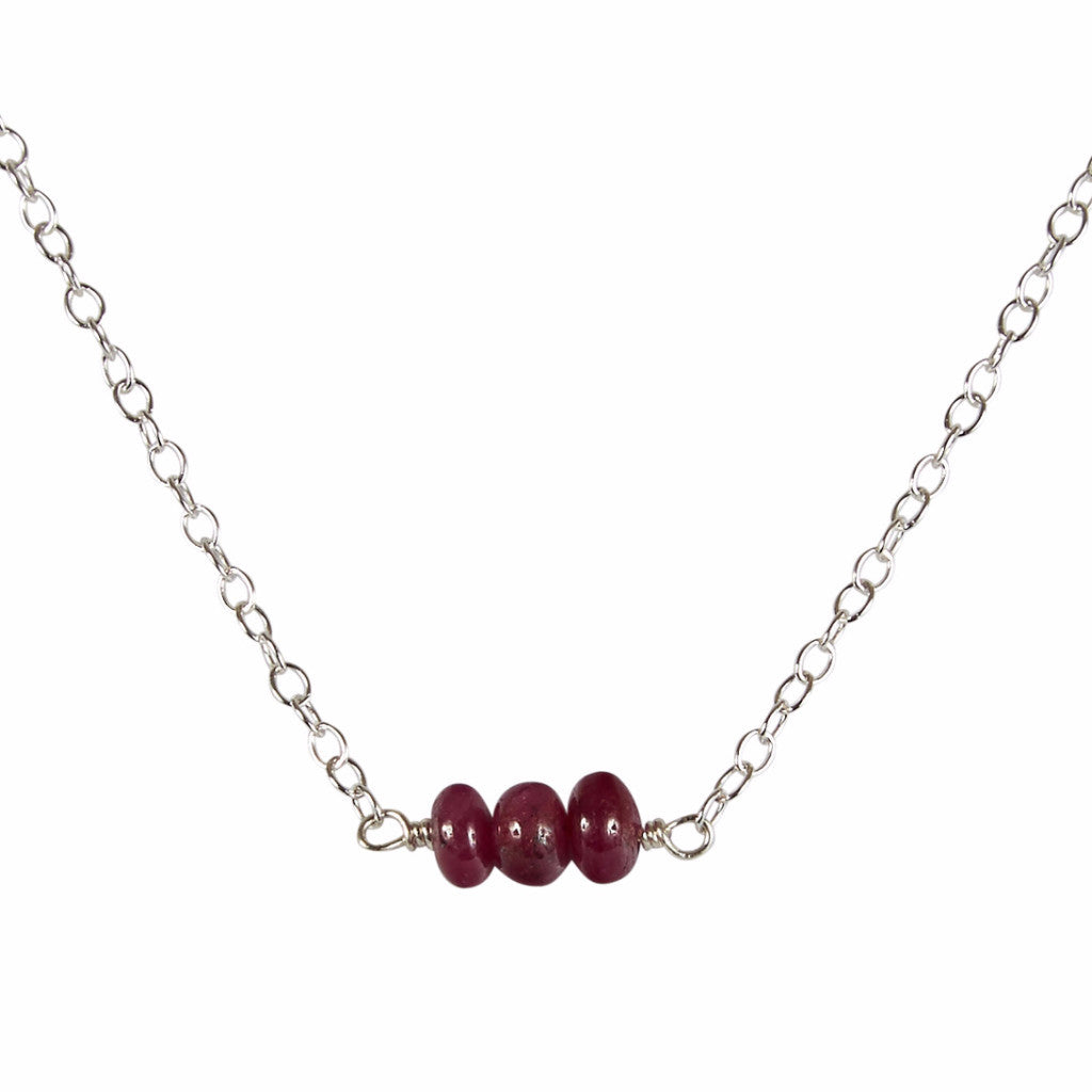 July | Ruby Bead Bar Necklace