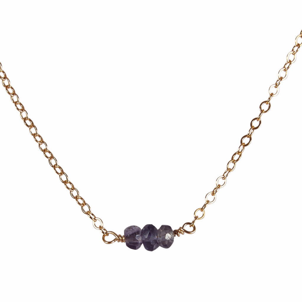 Water Sapphire Bead Bar Necklace | Wisdom & Peace