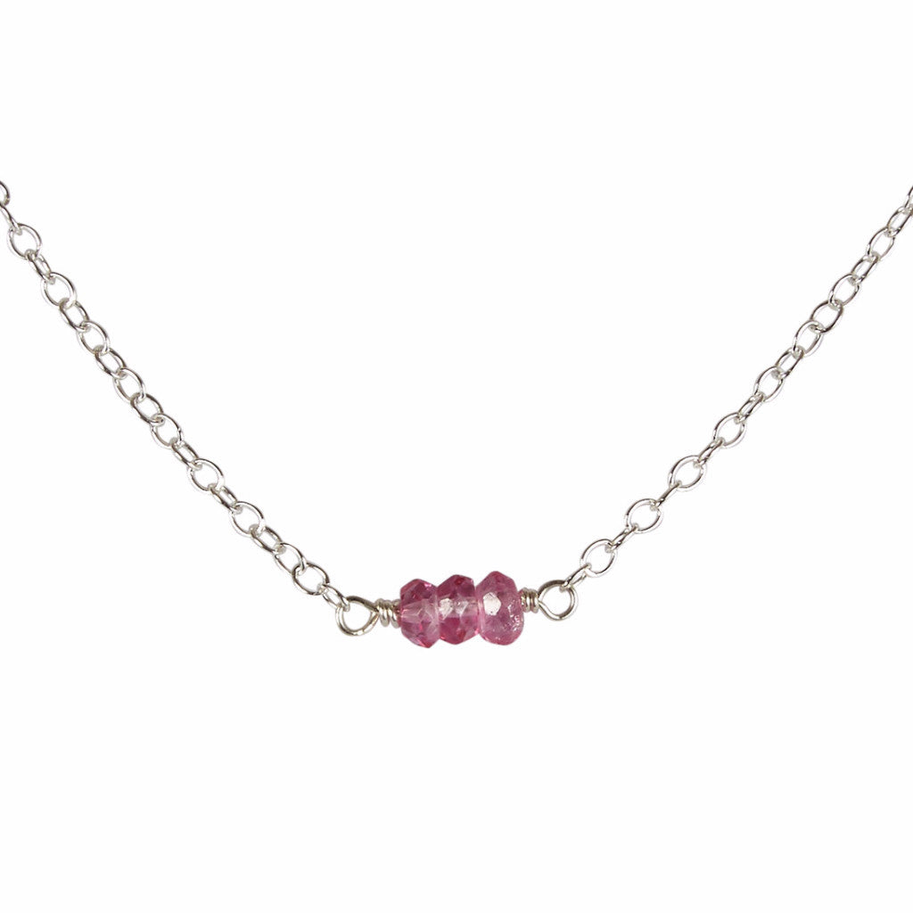 Pink Topaz Bead Bar Necklace | Good Health, Forgiveness & Joy
