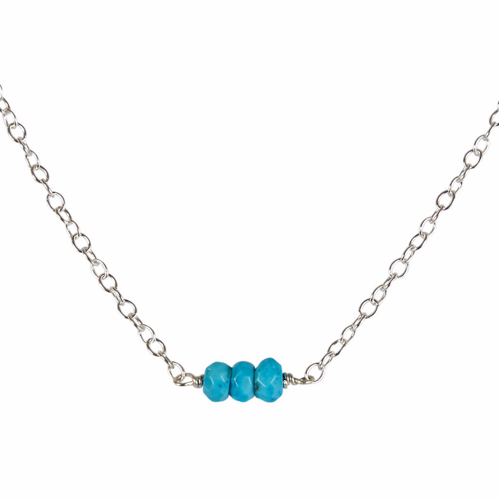 December | Turquoise Bead Bar Necklace