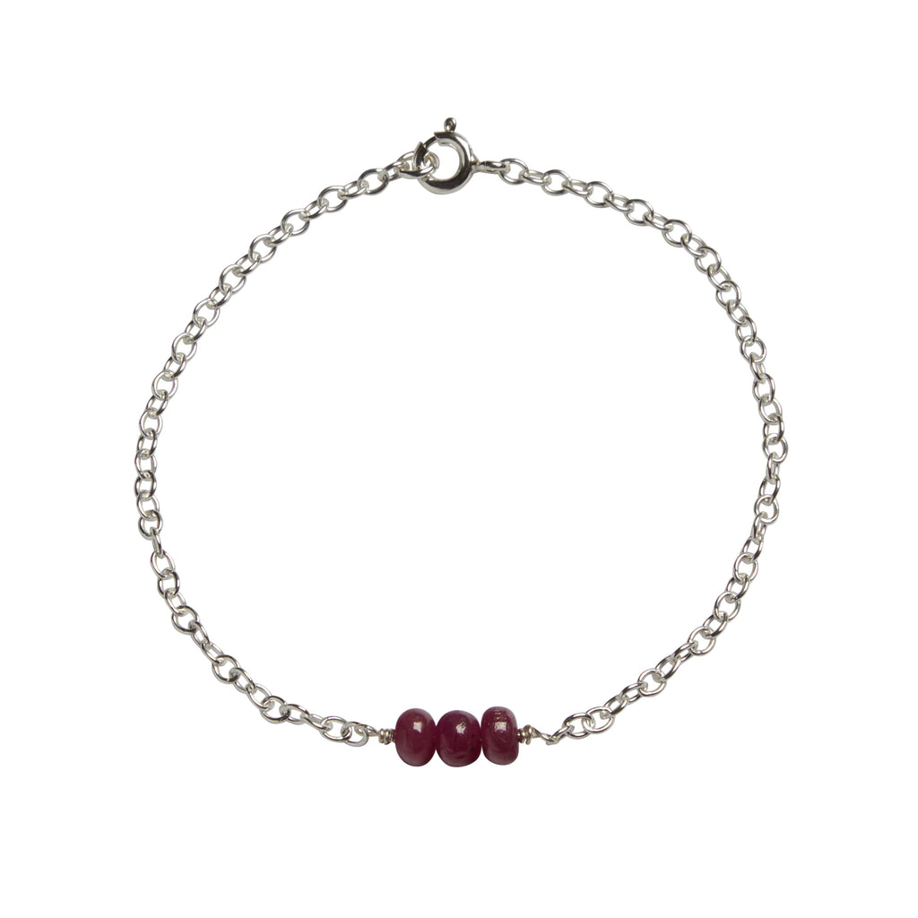 July | Ruby Bead Bar Bracelet