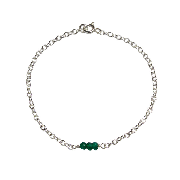May | Emerald Green Onyx Bead Bar Bracelet