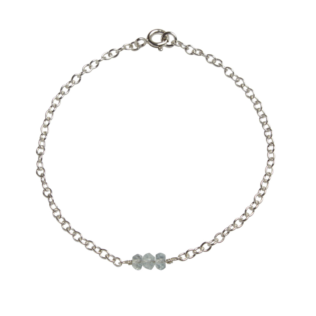 March | Aquamarine Bead Bar Bracelet